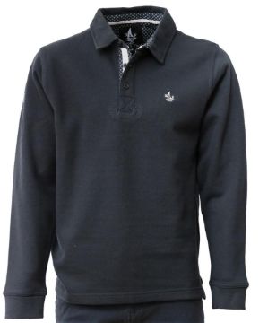Agrandir l'image de Sweat shirt col polo 2 XL MARINE/ BLANC Image de Sweat shirt col polo 2 XL MARINE/ BLANC