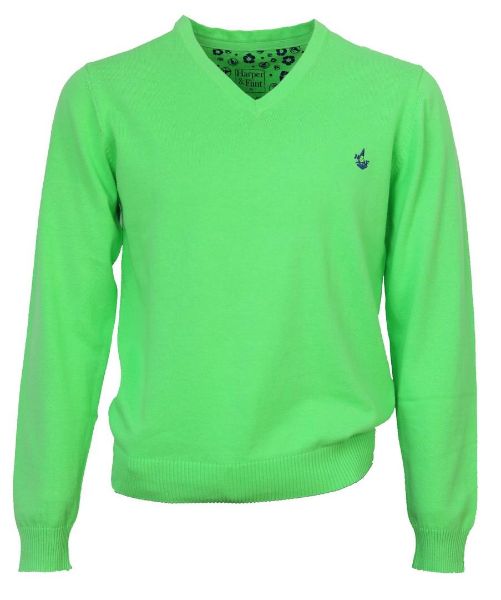 Image de Pull coton col V M PISTACHE