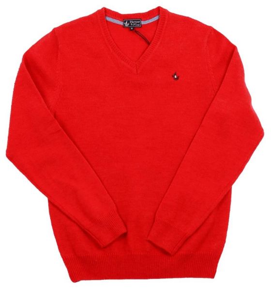 Image de Pull laine col V M ROUGE