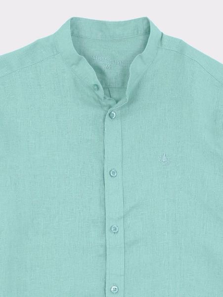 Image de Chemise lin unie col Mao XL TURQUOISE