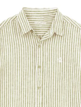 Agrandir l'image de Chemise lin manches longues rayée M KAKI Image de Chemise lin manches longues rayée M KAKI
