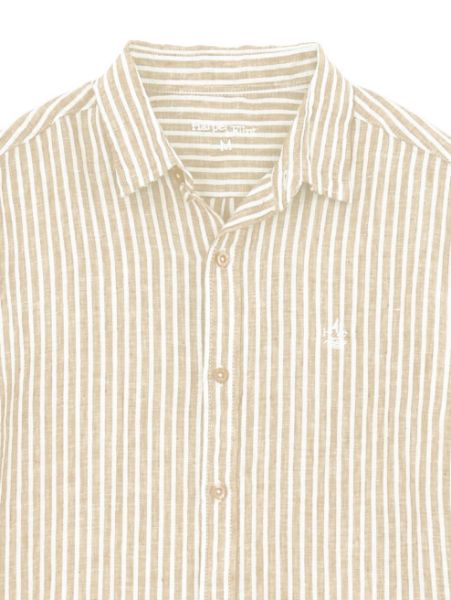 Image de Chemise lin manches longues rayée S BEIGE