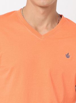 Agrandir l'image de T shirt coton bio-wash col V 2 XL CORAIL Image de T shirt coton bio-wash col V 2 XL CORAIL