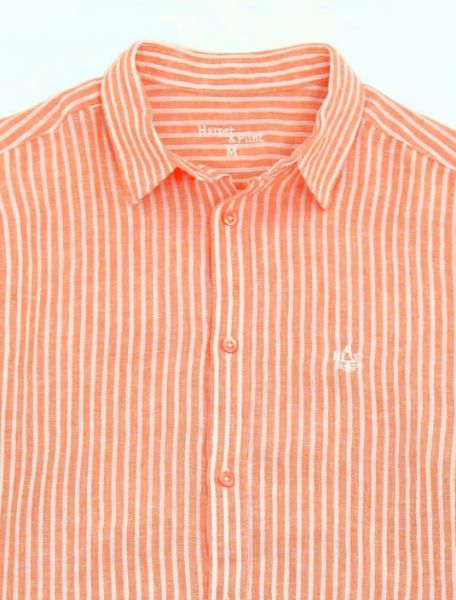 Image de Chemise lin manches longues rayée M ORANGE