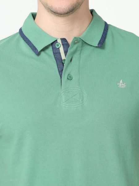 Image de Polo uni coton piqué S VERT MOUSSE