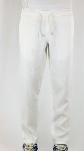 Image de Pantalon lin élastiqué XL BLANC