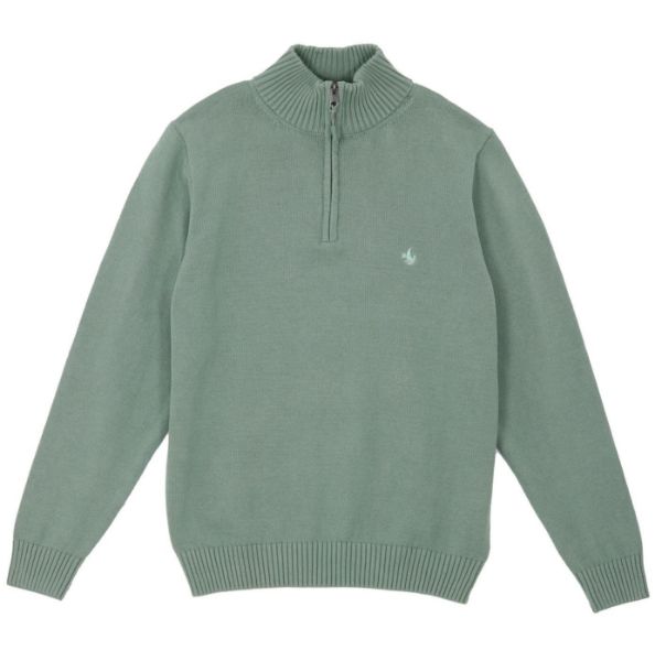 Image de Pull coton demi zip 4 XL CELADON