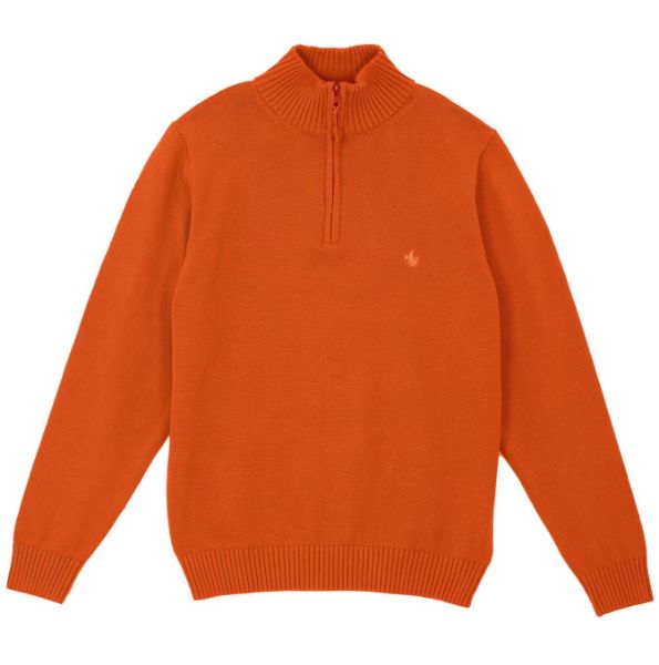 Image de Pull coton demi zip S MANDARINE