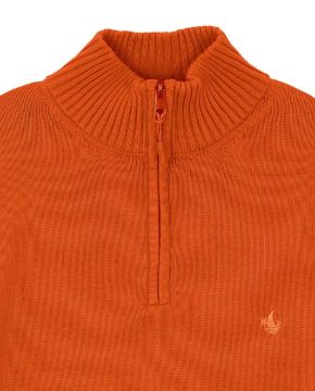 Agrandir l'image de Pull coton demi zip 2 XL MANDARINE Image de Pull coton demi zip 2 XL MANDARINE