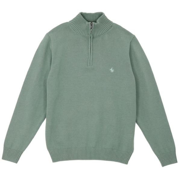 Image de Pull coton demi zip 3 XL CELADON