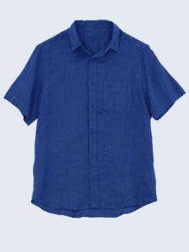 Agrandir l'image de Chemise lin manches courtes XL COBALT Image de Chemise lin manches courtes XL COBALT