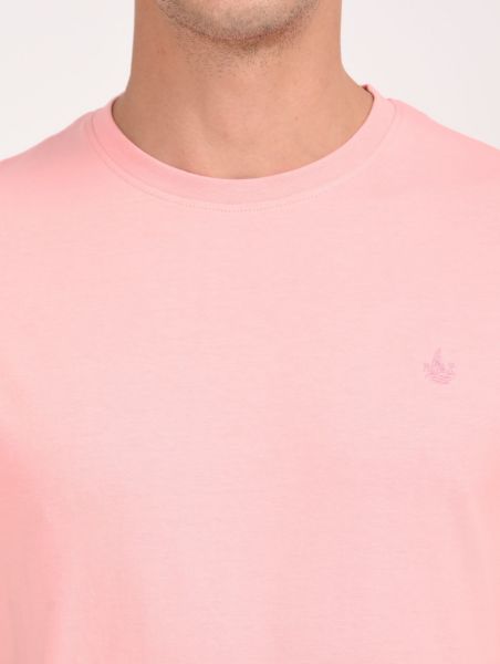 Image de T shirt coton bio-wash col rond M VIEUX ROSE