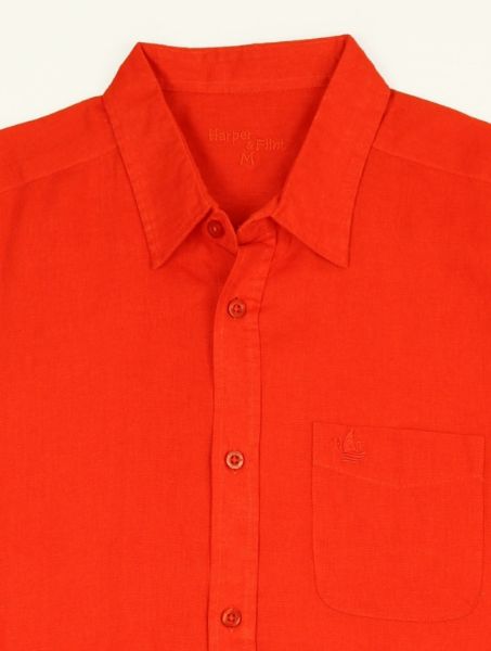 Image de Chemise lin manches courtes 2 XL TANGERINE