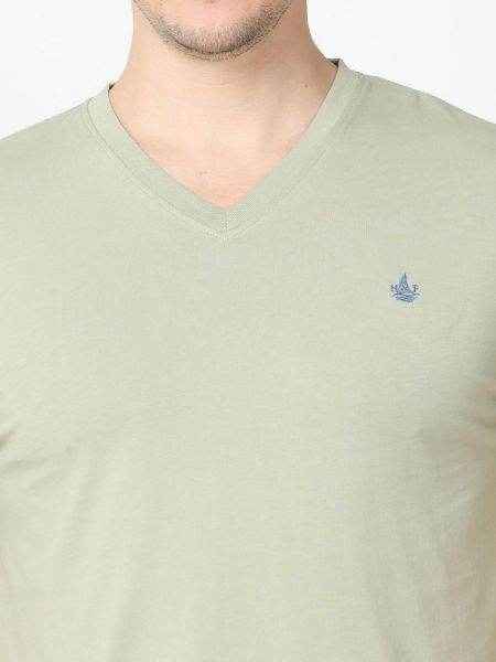 Image de T shirt coton bio-wash col V 4 XL KAKI