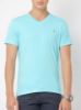 Image de T shirt coton bio-wash col V L TURQUOISE