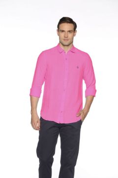 Agrandir l'image de Chemise lin unie M FUCHSIA Image de Chemise lin unie M FUCHSIA