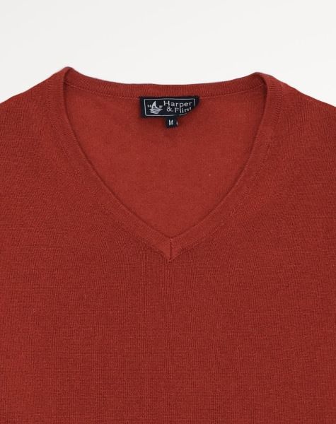 Image de Pull col V cahemire unité 4 XL ROUILLE