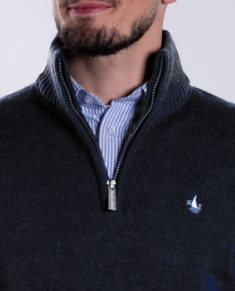 Image de Pull laine col camionneur M ANTHRA/MARINE