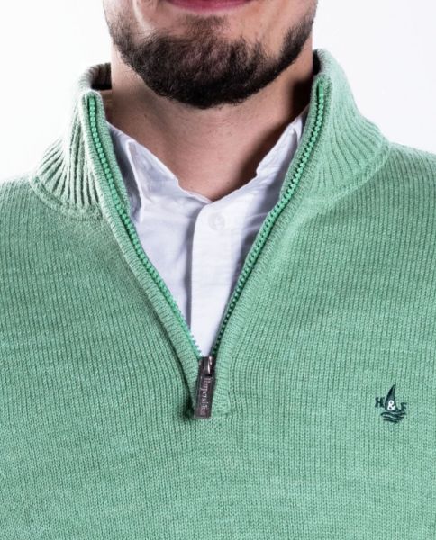 Image de Pull laine col camionneur L VERT MENTHE