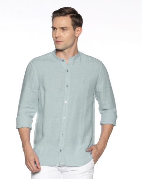 Image de Chemise lin unie col Mao XL CELADON