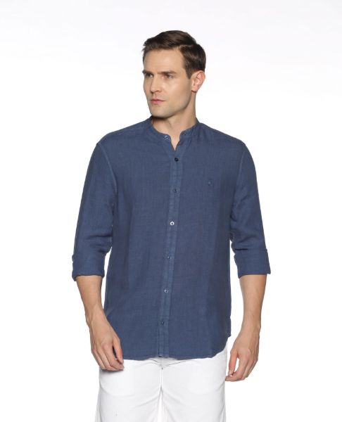 Image de Chemise lin unie col Mao 2 XL MARINE