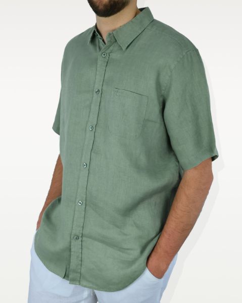 Image de Chemise lin manches courtes M KAKI