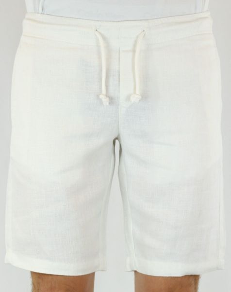 Image de Bermuda lin élastiqué M BLANC