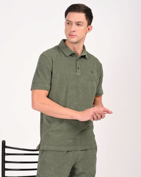 Image de Polo velours éponge uni 4 XL VERT DE GRIS