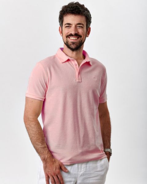 Image de Polo velours éponge uni M VIEUX ROSE