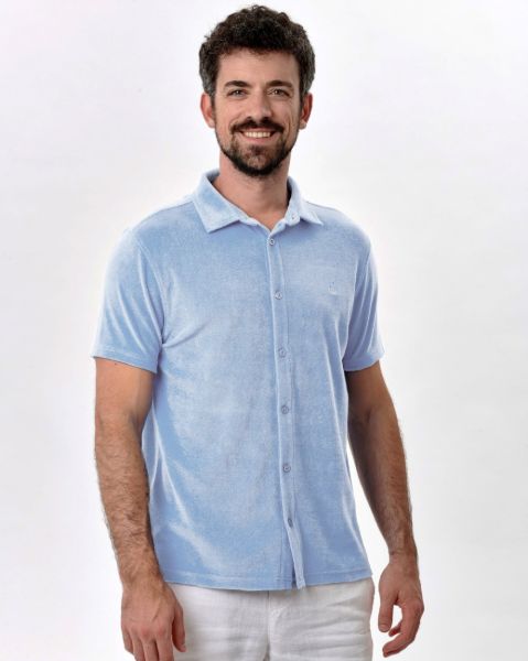 Image de Polo chemise boutonné velours éponge M GLACIER