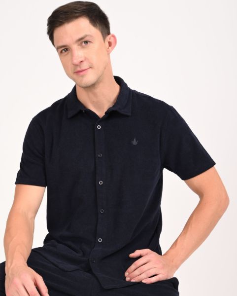 Image de Polo chemise boutonné velours éponge XL MARINE