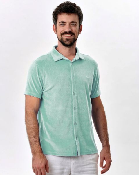 Image de Polo chemise boutonné velours éponge 3 XL VERT MENTHE
