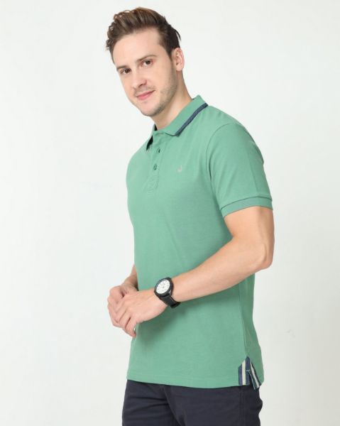 Image de Polo uni coton piqué L VERT MOUSSE