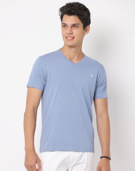 Image de T shirt coton bio-wash col V S ARDOISE