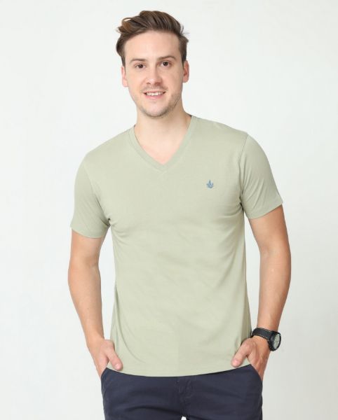 Image de T shirt coton bio-wash col V 2 XL CELADON