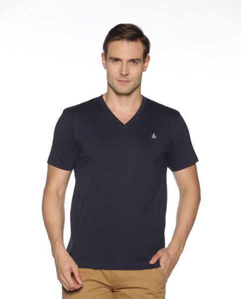 Image de T shirt coton bio-wash col V M MARINE