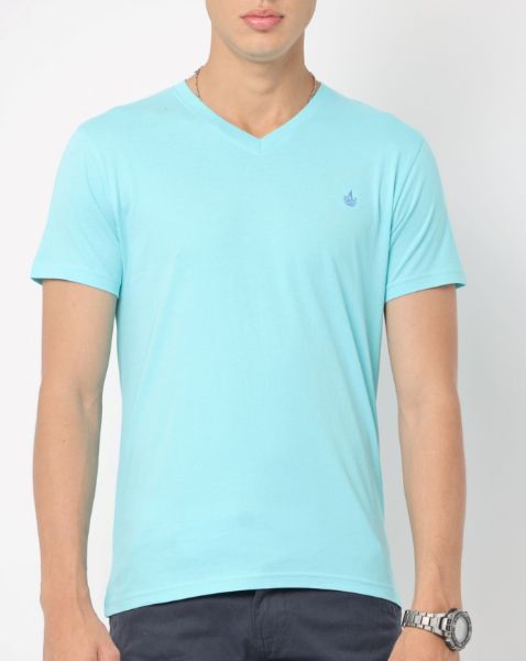 Image de T shirt coton bio-wash col V 4 XL TURQUOISE