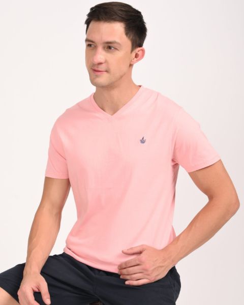 Image de T shirt coton bio-wash col V XL VIEUX ROSE