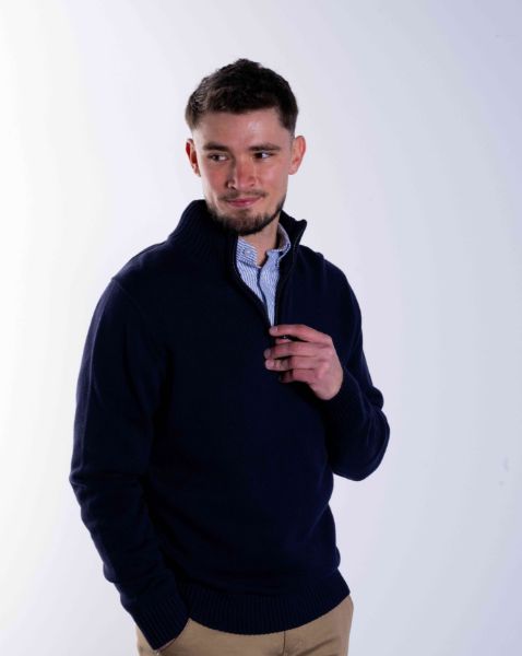 Image de Pull coton demi zip 3 XL MARINE