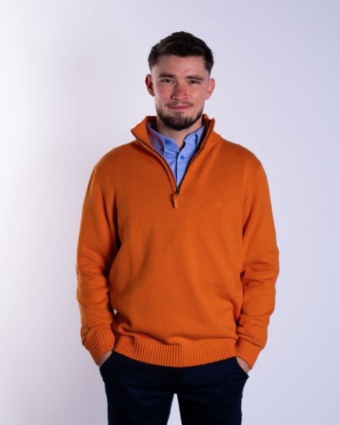 Image de Pull coton demi zip L MANDARINE