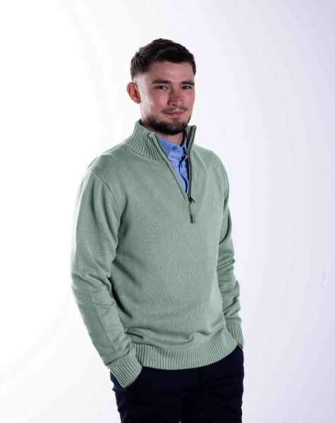 Image de Pull coton demi zip 3 XL CELADON