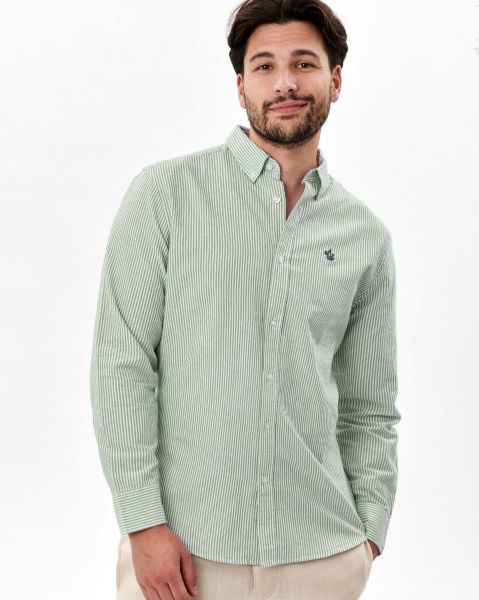Image de Chemise regular fit Oxford fines rayures 3 XL KAKI