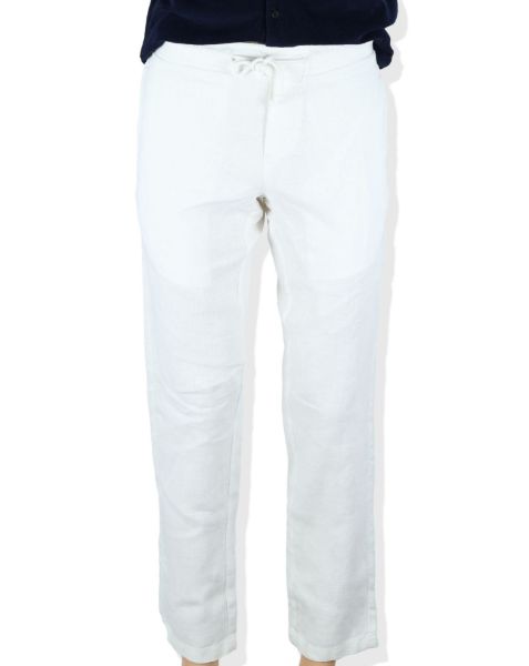 Image de Pantalon lin élastiqué M BLANC