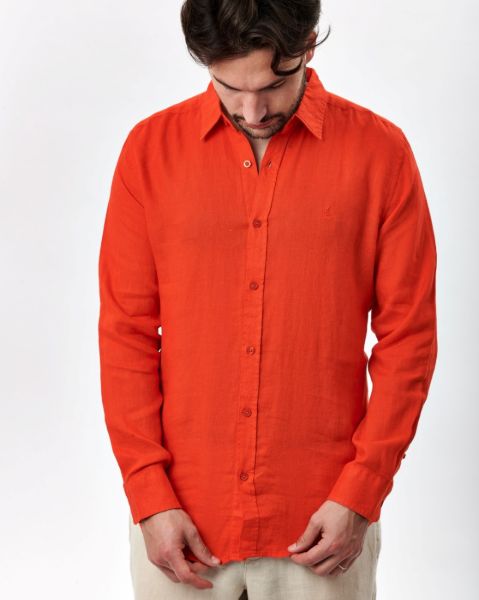 Image de Chemise lin unie L TANGERINE
