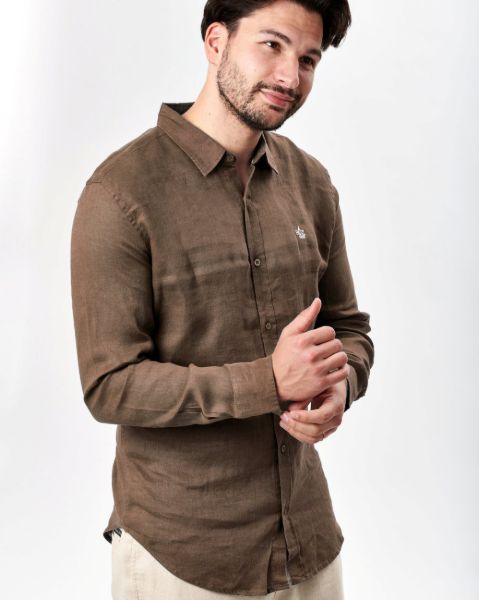 Image de Chemise lin unie 2 XL TAUPE