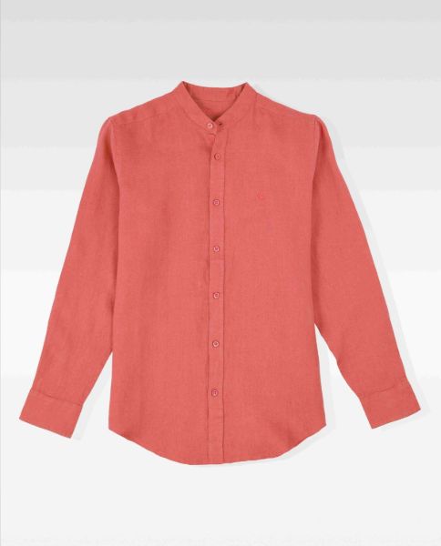 Image de Chemise lin unie col Mao 2 XL BRIQUE