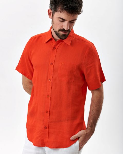 Image de Chemise lin manches courtes 2 XL TANGERINE
