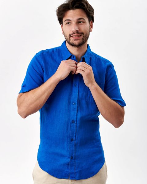 Image de Chemise lin manches courtes XL COBALT