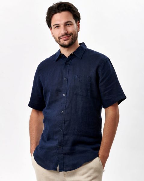 Image de Chemise lin manches courtes M BLEU NUIT