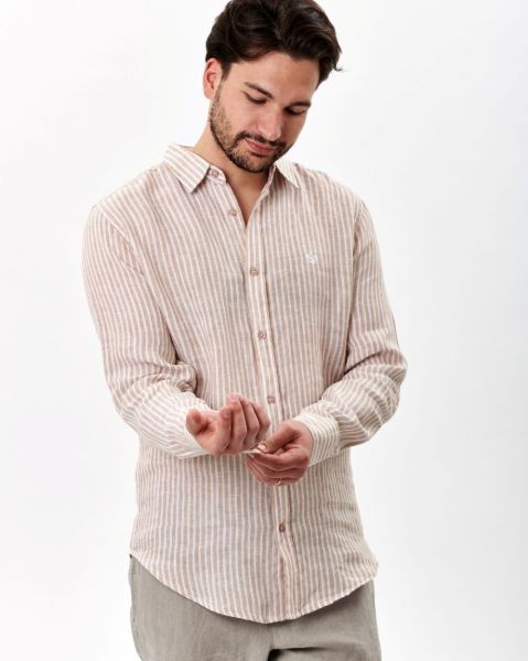 Image de Chemise lin manches longues rayée 3 XL BEIGE